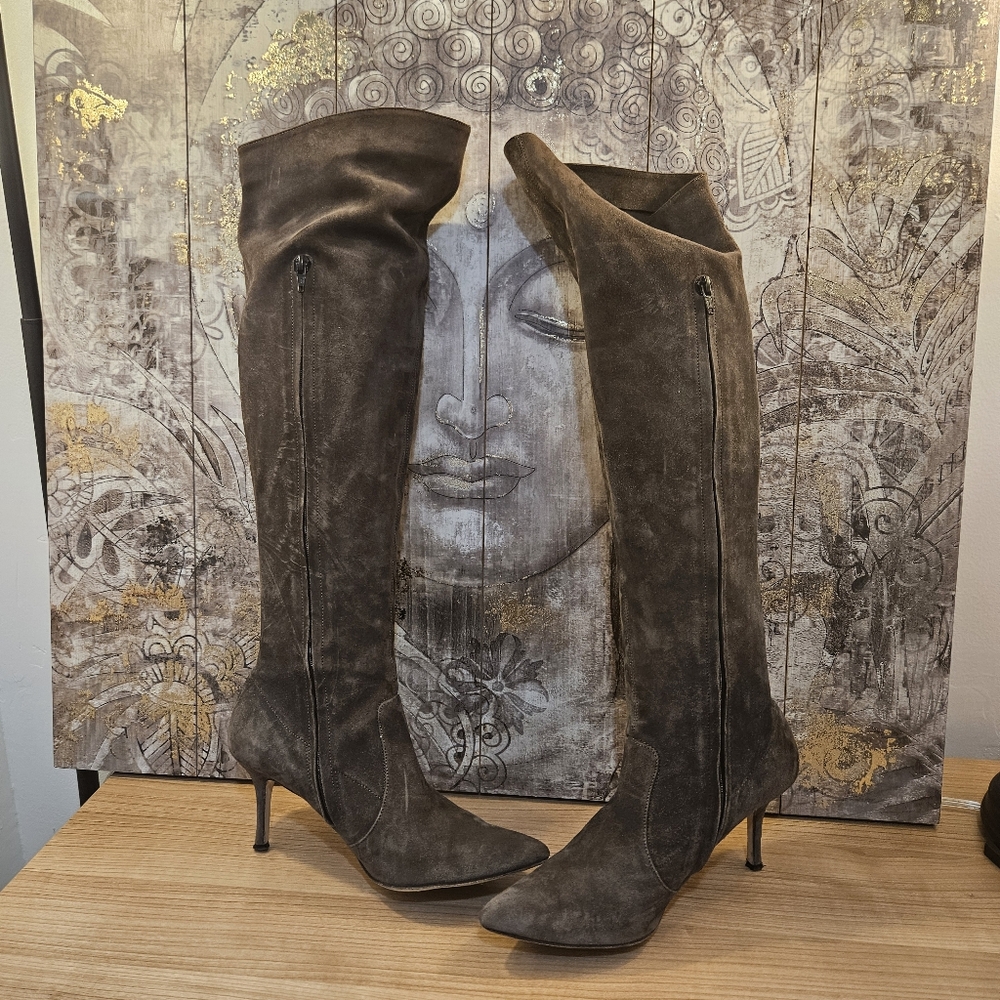 Casini made in Italy brown suede stiletto boots 40.5 Italy  (10.5) US